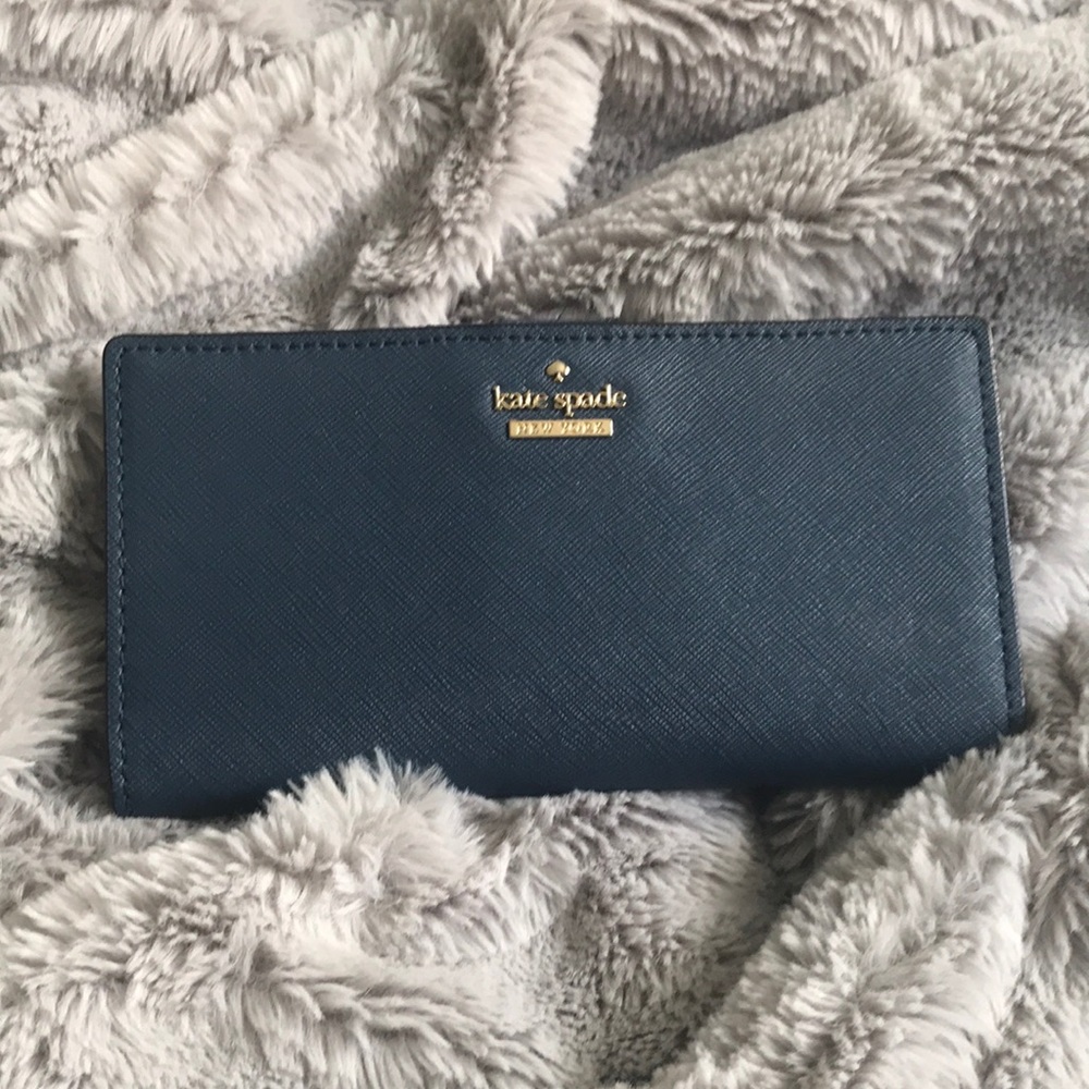 Kate Spade Snap Wallet in Blue Saffiano Leather